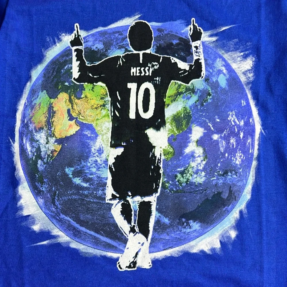 MESSI Kids Cobalt Blue Messi GOAT Football Soccer Print Tee S